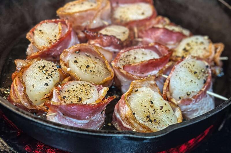 Bacon Wrapped Pan-Seared Scallops