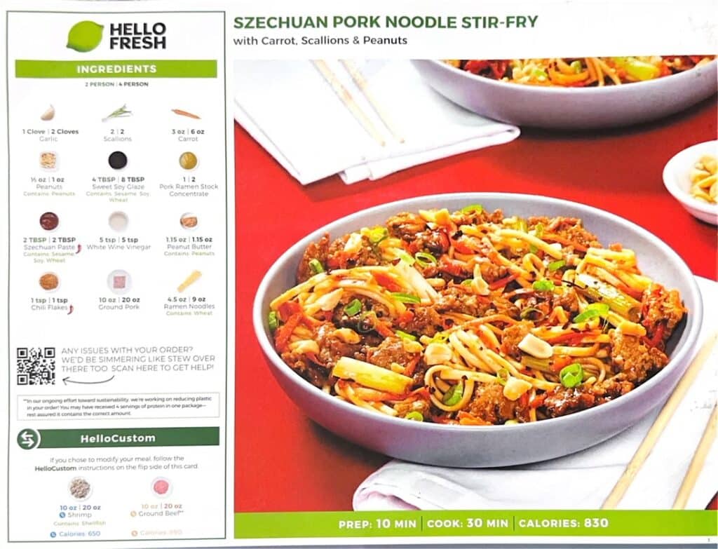 HelloFresh's Szechuan Pork Noodle Stir Fry