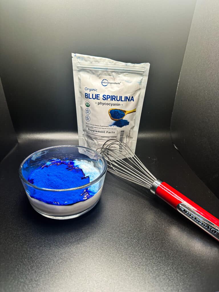 Blue spirulina powder with greek yogurt