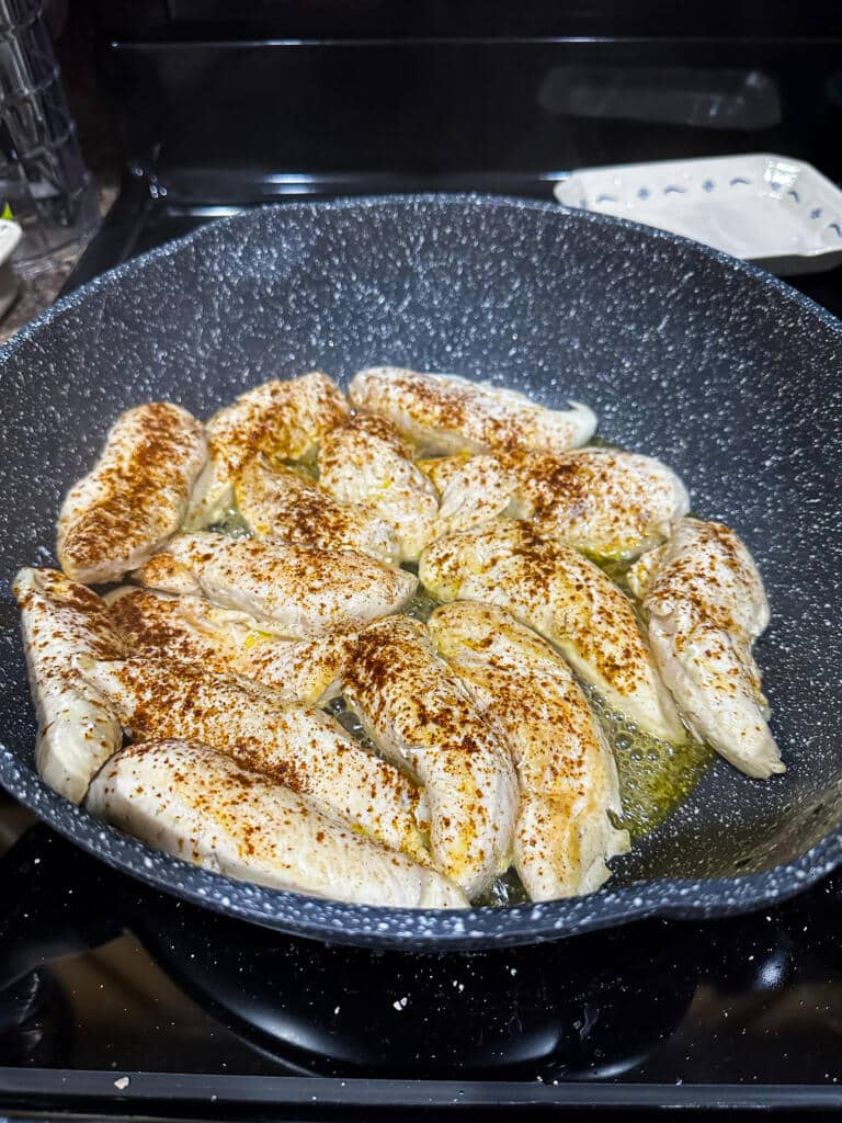 Chicken tenders frying