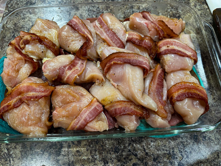 Bacon-wrapped chicken breast