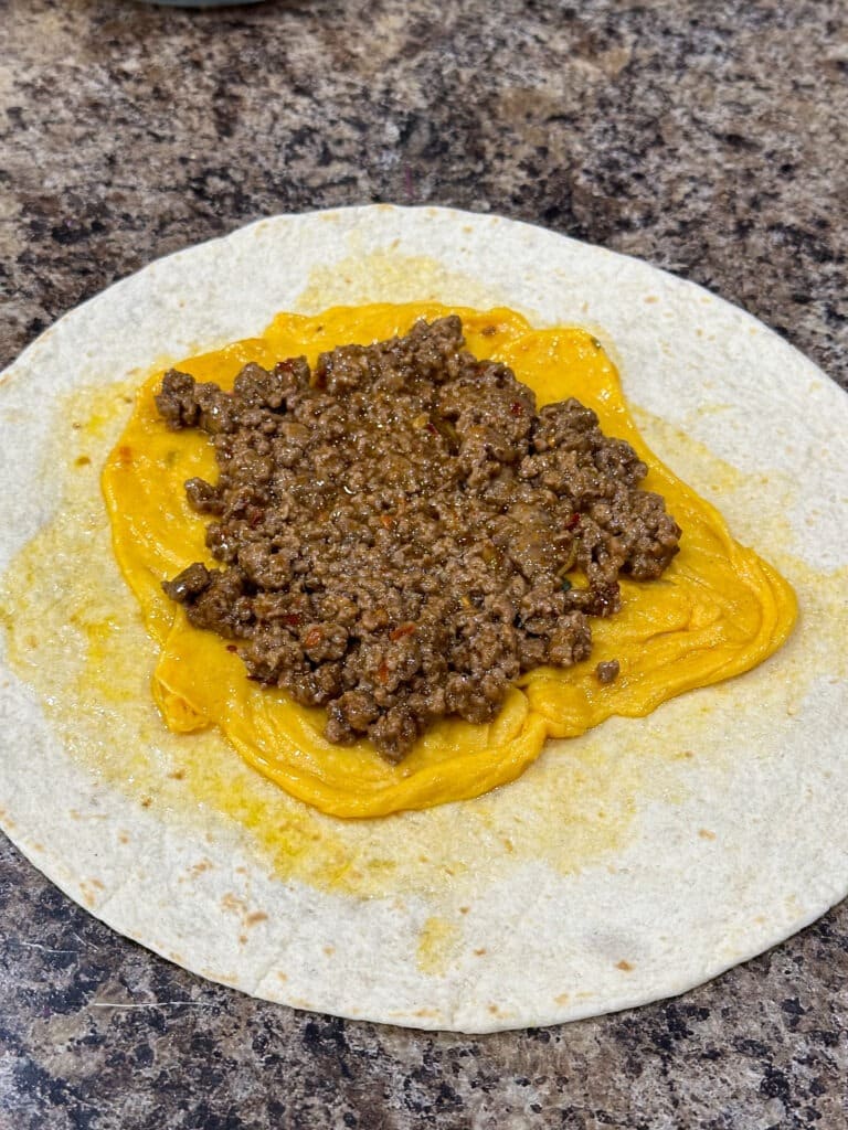 Homemade Crunchwrap Supreme assembly