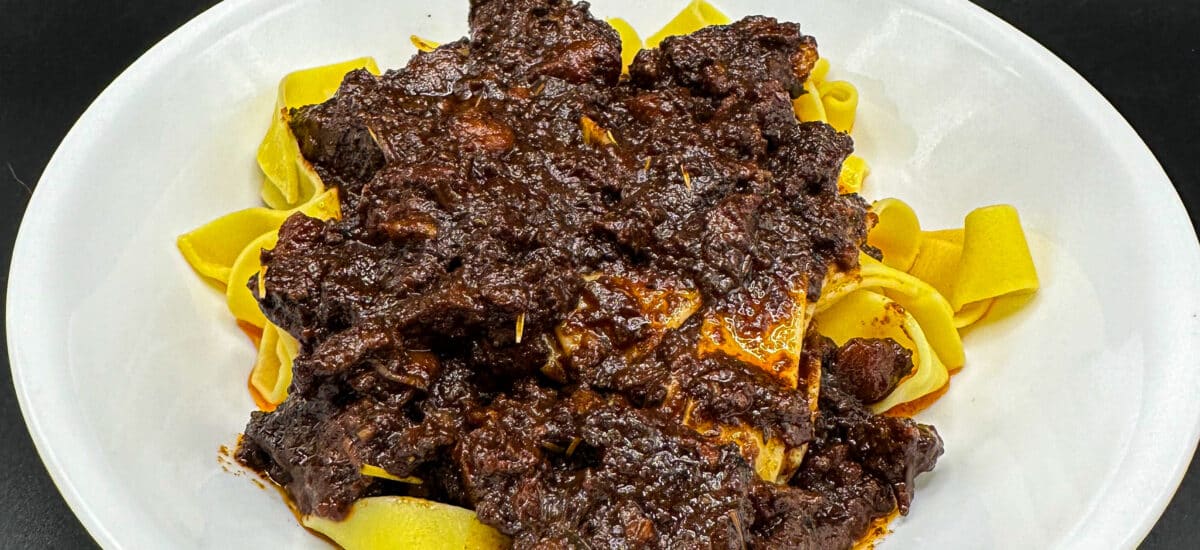 Braised Beef Rib Ragu over Pappardelle (Slow Cooker Recipe)