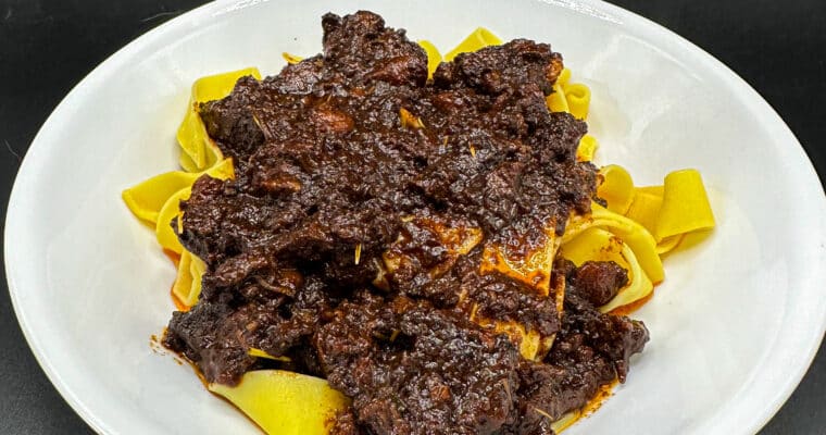 Braised Beef Rib Ragu over Pappardelle (Slow Cooker Recipe)