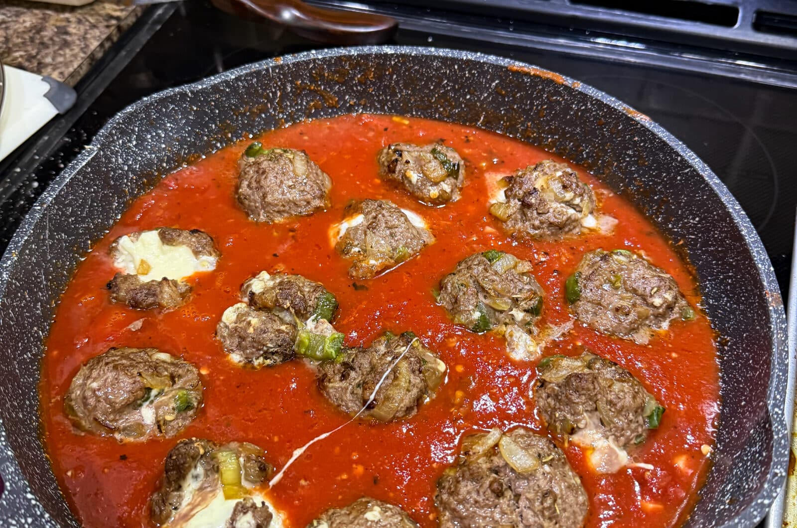 Burrata Stuffed Meatballs with Homemade Spicy Marinara Sauce