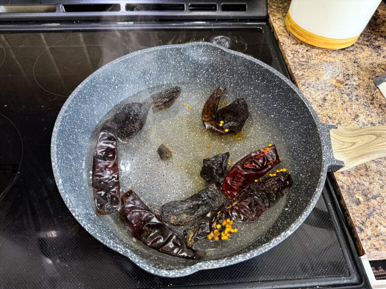 Rehydrating ancho peppers